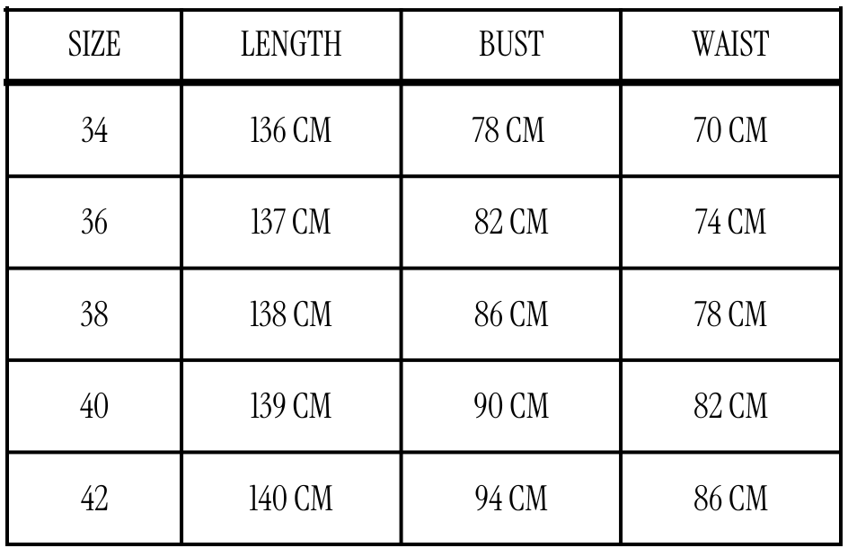 Size chart