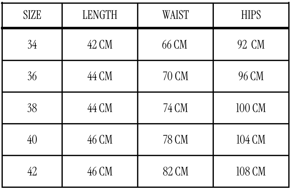 Size chart