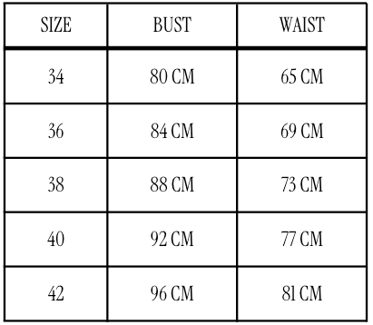 Size chart