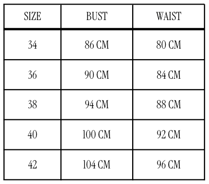 Size chart