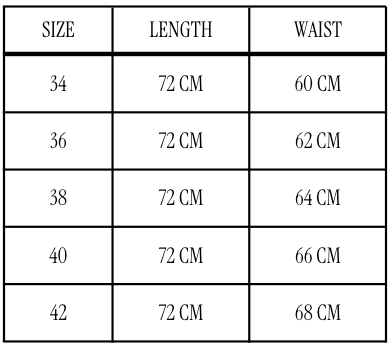 Size chart