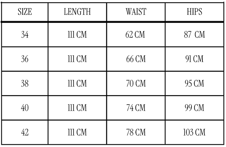 Size chart