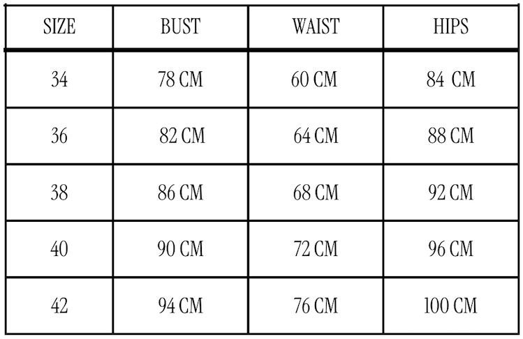 Size chart