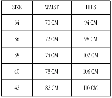 Size chart