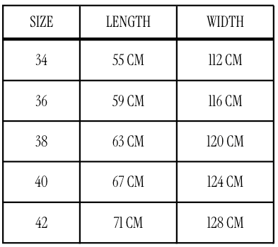 Size chart