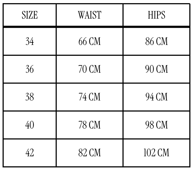 Size chart